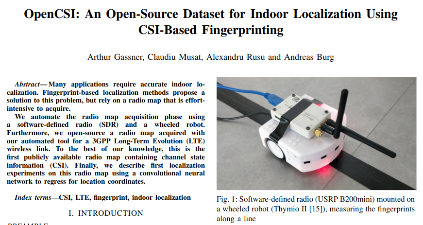 OpenCSI: An Open-Source Dataset for Indoor Localization Using CSI-Based Fingerprinting